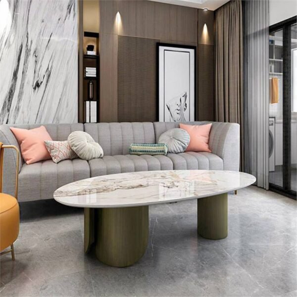 Irregular-Shaped Stone Coffee Table - Light Luxury Designer