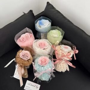 Candy Color Mini Silk Flower Bouquet - Surprise Rose Bouquet