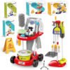 Kids’ Pretend Cleaning Trolley Set — Toy Vacuum, Broom & Mop