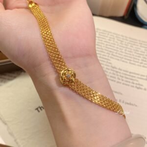 Milanese Mesh Bracelet with Camellia Charm — Light Luxury Watch-Strap Style