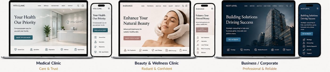 Example website designs, row 4