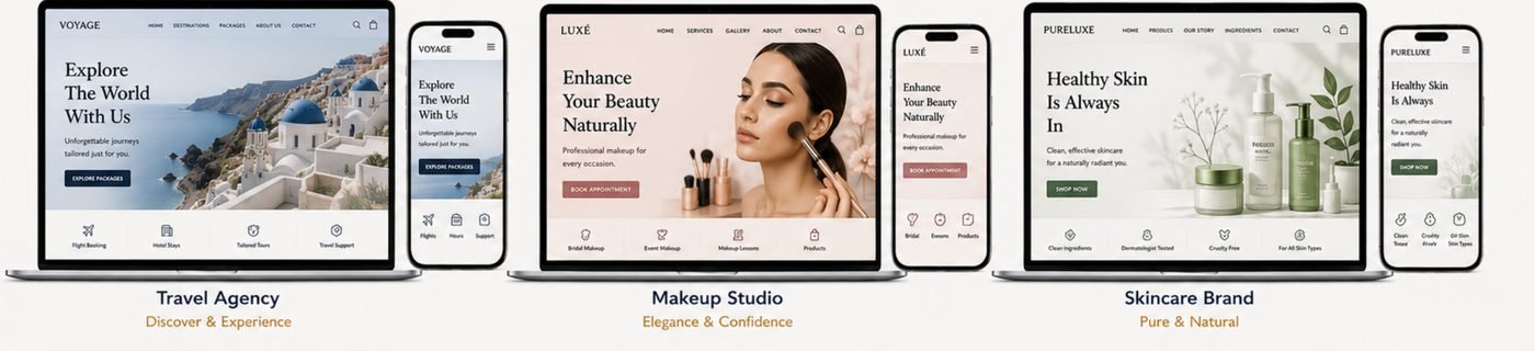 Example website designs, row 5