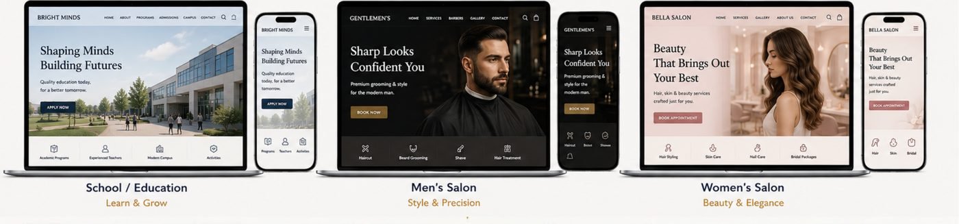 Example website designs, row 6