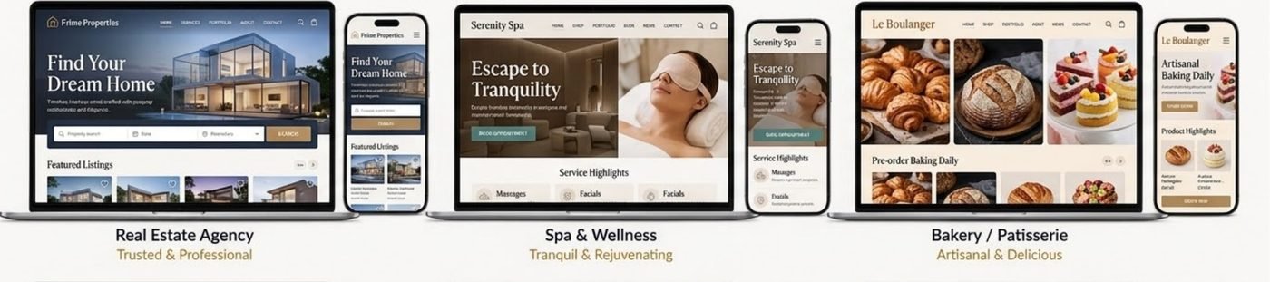 Example website designs, row 7