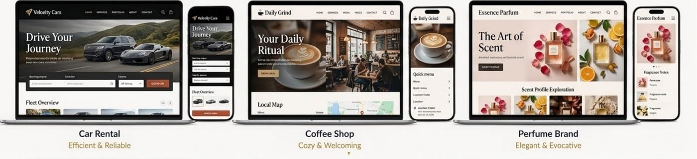 Example website designs, row 8