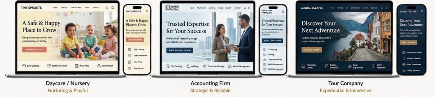 Example website designs, row 10