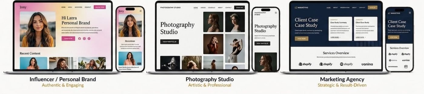 Example website designs, row 11