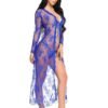 Foreign Trade Supply European and American New Women's Sexy Lace Mesh Transparent Robe Nightgown