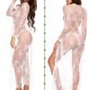 Foreign Trade Supply European and American New Women's Sexy Lace Mesh Transparent Robe Nightgown