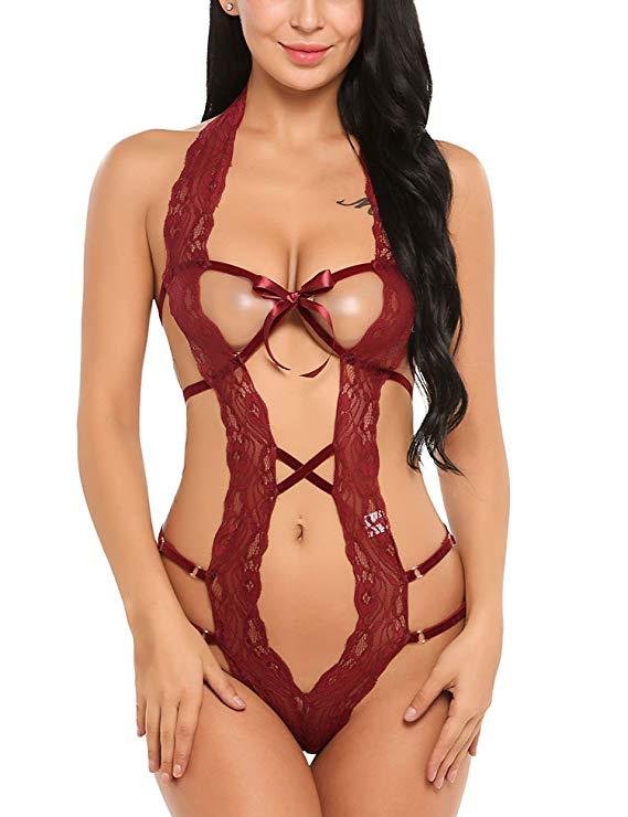 Foreign Trade Supply European and American New Sexy Hollow Strap Bow Bodysuit Sexy Underwear
