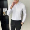 Men's Business Solid Color Stretch Long Sleeve Shirt Workwear