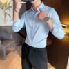 Men's Business Solid Color Stretch Long Sleeve Shirt Workwear