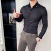 Men's Business Solid Color Stretch Long Sleeve Shirt Workwear
