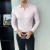 Men's Business Solid Color Stretch Long Sleeve Shirt Workwear