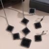Trendy Ethnic Black Square Diamond Rhombus Jewelry Three-Piece Set 2 Trendy Ethnic Black Square Diamond Rhombus Jewelry Three-Piece Set