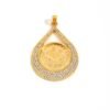 Middle East Dubai Vintage Carved Pendant Necklace, Ethnic Style, Vacuum Thickened Electroplated Gold