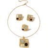 Middle Eastern Irregular Square Diamond-Encrusted Pendant Necklace Set with Earrings