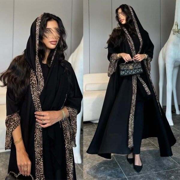 LN194 Leopard Print Patchwork Cardigan Two-Piece Set