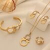 Dubai Fashion Cross-Border Horseshoe Buckle High-End Jewelry Set, Open Bracelet and Ring