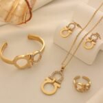 Dubai Fashion Cross-Border Horseshoe Buckle High-End Jewelry Set, Open Bracelet and Ring