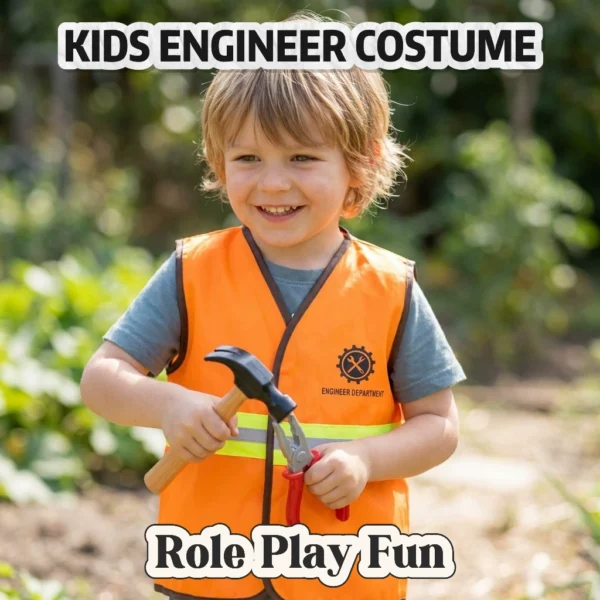 Kids Role-Play Vest Costume Set with Accessories - Firefighter, Police, Construction & More (7 Styles)