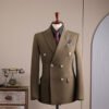 Double Row Brown Suit Men's Business Groom Wedding Dress Groomsmen Slim Suit