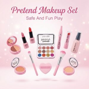 Girls Pretend Play Makeup Set - Kids DIY Cosmetics Toy with Lipstick & Eyeshadow