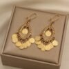 Bohemian Coin Wind Chime Ethnic Tassel Gold-Plated Peacock Earrings