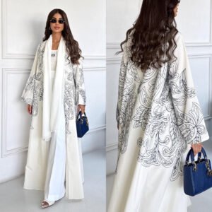 HY252 Cardigan long imprimé ligne simple