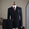 2025 Autumn and Winter Suit Men's High-End Double-Breasted Striped Suit Men's Suit Casual Groom's Wedding Dress