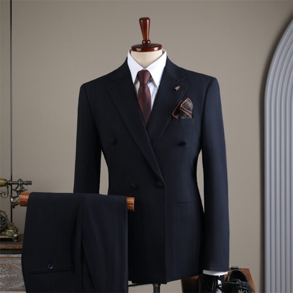 2025 Autumn and Winter Suit Men's High-End Double-Breasted Striped Suit Men's Suit Casual Groom's Wedding Dress