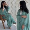 LN214 Lace Patchwork Long Coat Modest Robe