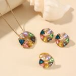 Xiyin Cross-Border Necklace Set, Colorful Design Pendant, Non-Fading Light Luxury Clavicle Chain