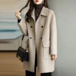 Artistic Wool Blend Coat - Korean Style Slim Fit Mid-Length Retro Overcoat