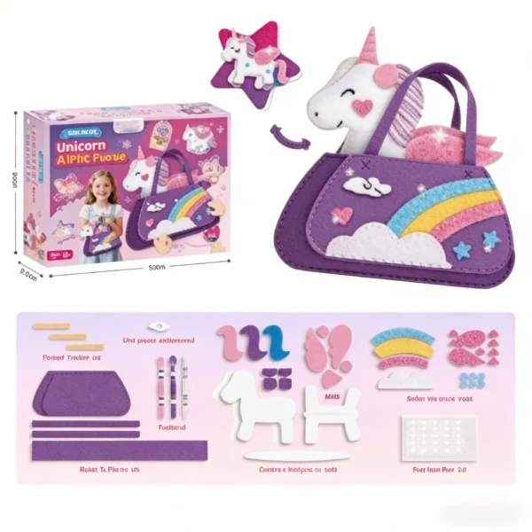 O1CN012kGYDm2EcQeXdYWpd_2222124958765-0-cib.jpg_ 2-in-1 DIY Felt Handbag with Unicorn Plush Kit