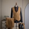 Double Row Brown Suit Men's Business Groom Wedding Dress Groomsmen Slim Suit