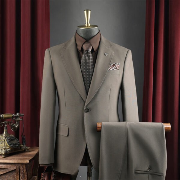 High-End Suit for Men, Pure Gray, Wrinkle-Resistant, Slightly Elastic, Formal Wear, Groom, Wedding, Best Man, Suit Set for Men