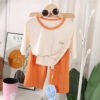 Tencel Modal Seven-Point Sleeve Home Clothes Set, Summer Pajamas for Kids