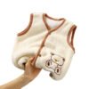 Kids Lamb Fleece Vest with Embroidered Bear and Snap Buttons