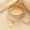 Middle Eastern Vintage Pearl Bracelet with 24K Gold-Plated Coin Pendant