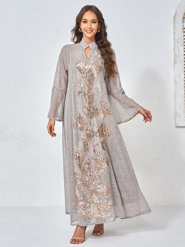MT557 New Women Fashion Dress, Stand Collar Beaded Embroidery Light Luxury Cross-Border Ready Stock - photo 5 MT557 New Women Fashion Dress, Stand Collar Beaded Embroidery Light Luxury Cross-Border Ready Stock