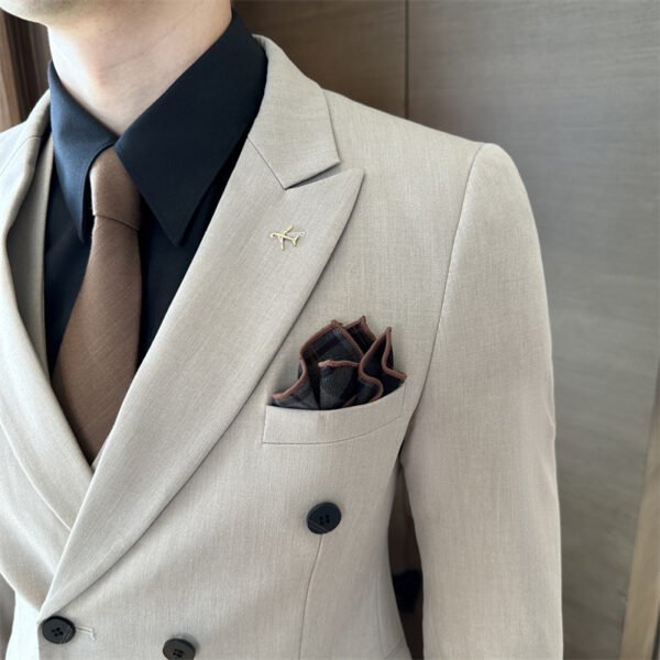 Suit Men's Suit Business Formal Wear Black Double-Breasted Wedding Suit Men's Autumn and Winter New Wedding Dress