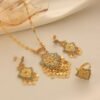 Dubai Hollow Texture Jewelry Necklace Set Middle Eastern Gold-Plated Tassel Bridal