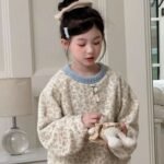 Girls' Pajamas Autumn Winter Thickened Fleece-Lined Floral Home Wear