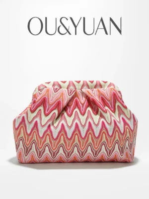 Moroccan Wave Pattern Clutch Bag - Spring/Summer Beach Evening Clip Bag