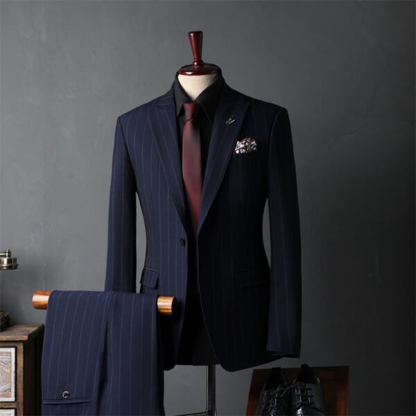Striped Suit suit men's full set bridegroom suit British style best man clothes business formal wear wedding suit men's clothing