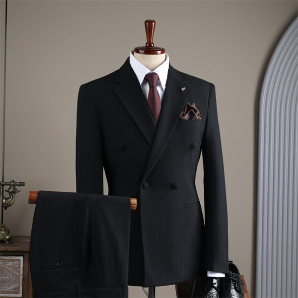 2025 Autumn and Winter Suit Men's High-End Double-Breasted Striped Suit Men's Suit Casual Groom's Wedding Dress