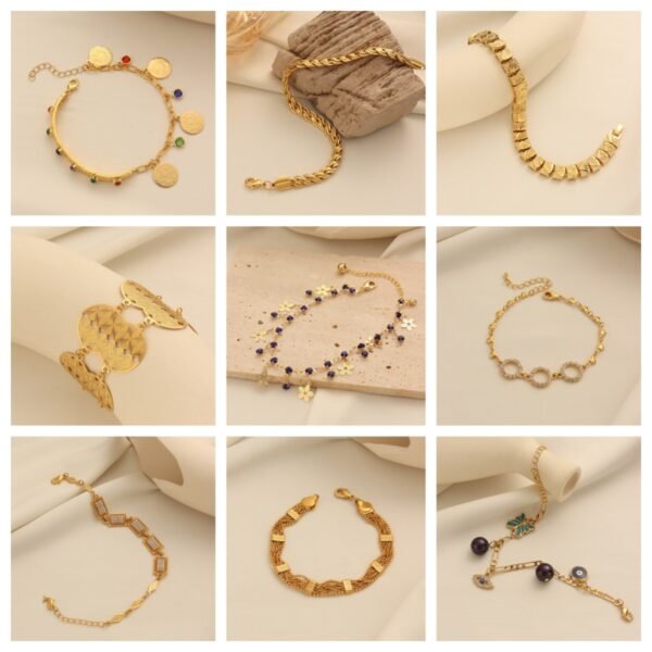 European and American Retro Gold-Plated Beaded Bracelets, Light Luxury Tassel Bracelets