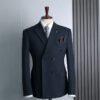 Premium Blue (One Piece Suit) Blue Double-Breasted Suit Men's Formal British Fashion Wedding Groomsman Suit Business Casual Suit Men's Clothing