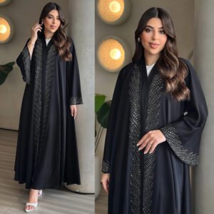 LN251 حجر الراين مزين سترة على غرار ثوب حزب طويل